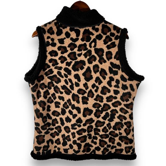 Cuddl Duds Leopard Sherpa Vest Reversible Fleece Brown Black M Cabincore - Picture 4 of 9